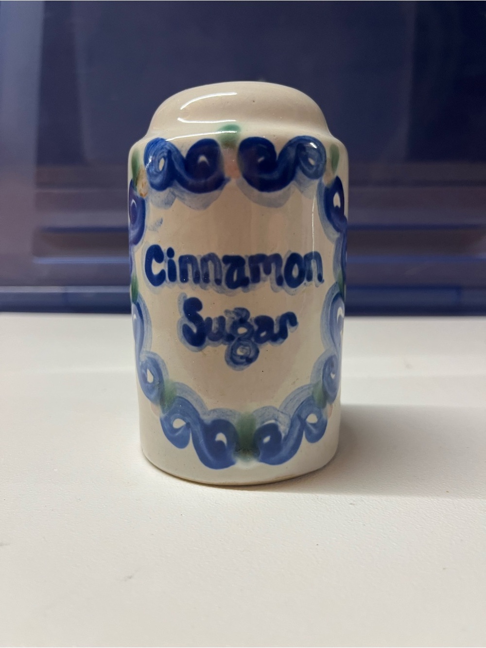 MA Hadley Hand-Painted Blue & White Cinnamon Sugar Jar